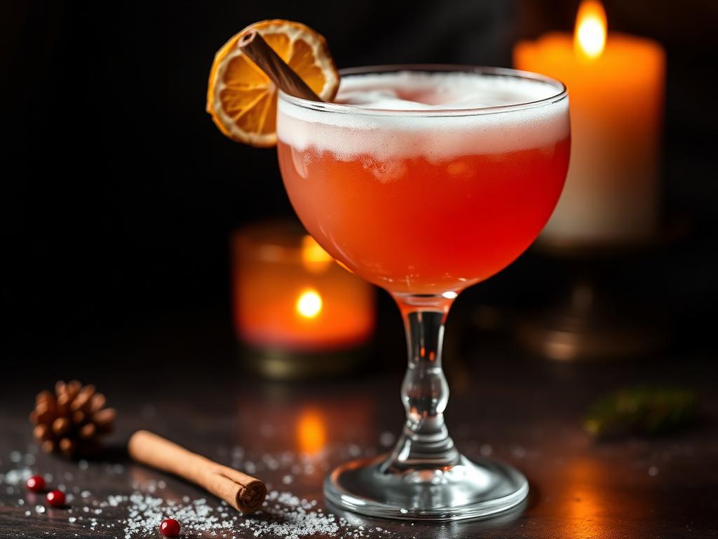 Glögg Sour serverad i festligt glas med garnering