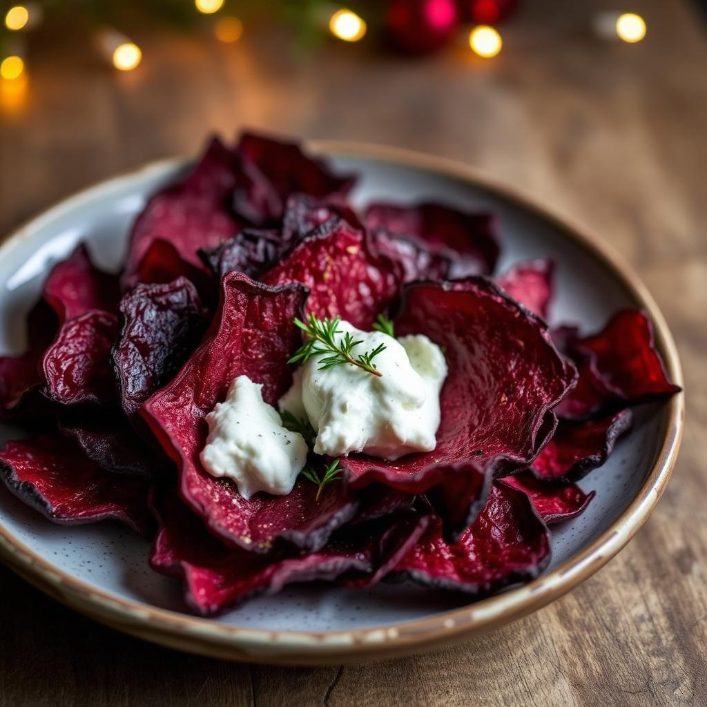 Rote-Bete-Chips mit Ziegenkäsecreme