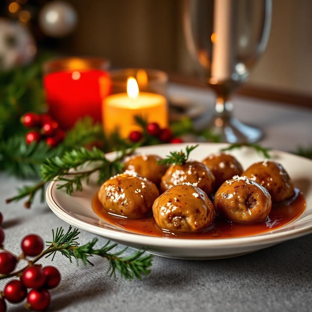 Kleine Weihnachtsfleischbällchen mit Piment