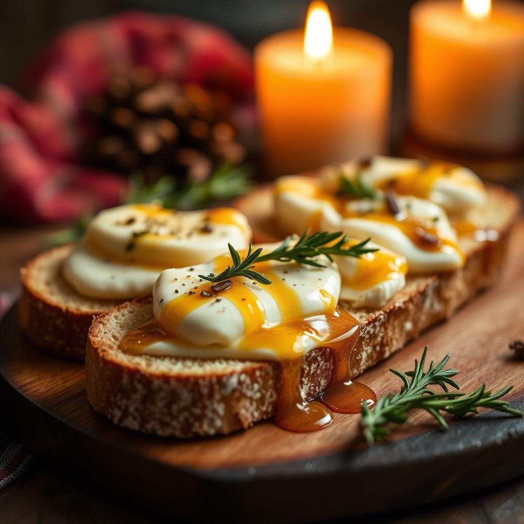 Ziegenkäsetoast mit Honig und Rosmarin