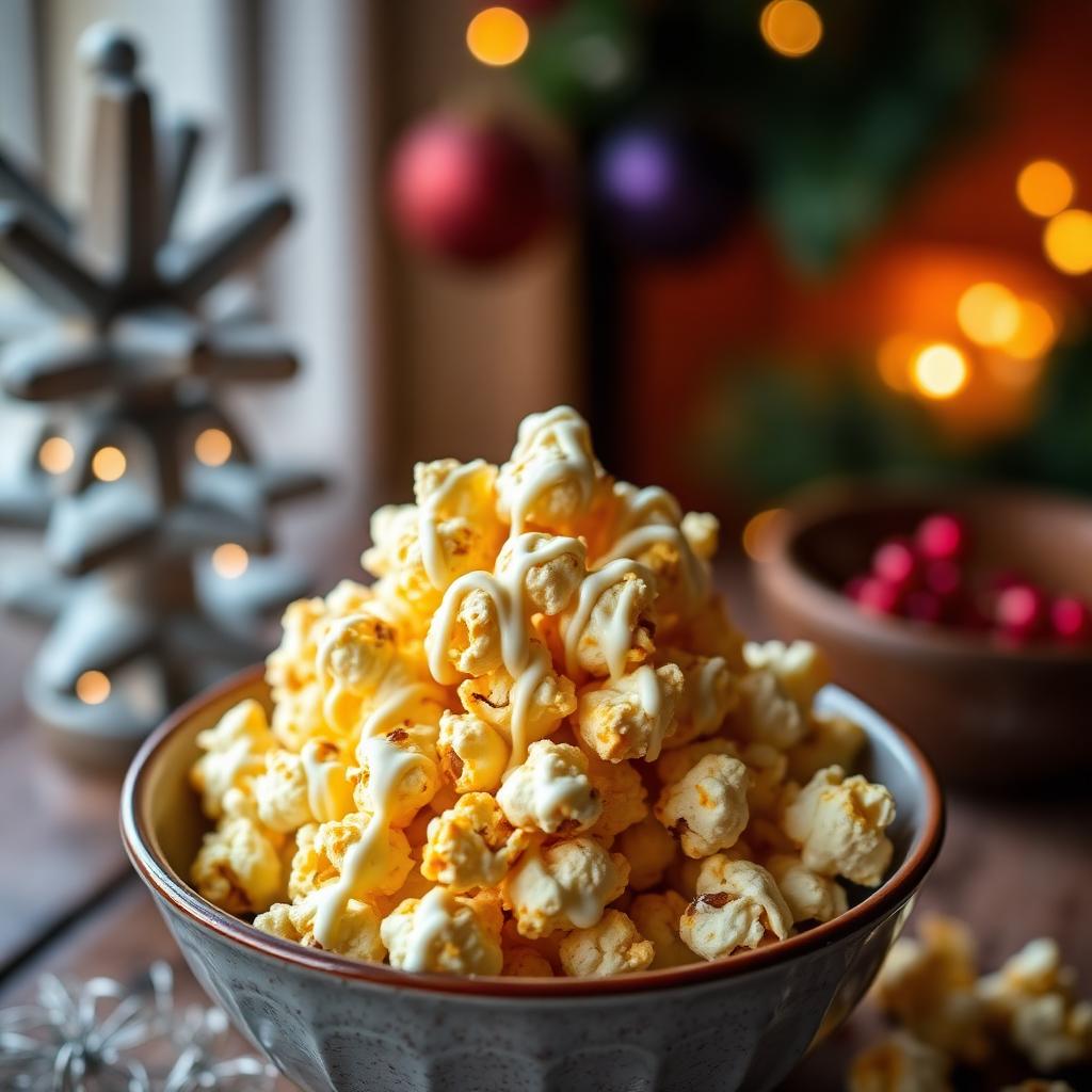 Safran-Popcorn mit weißer Schokolade