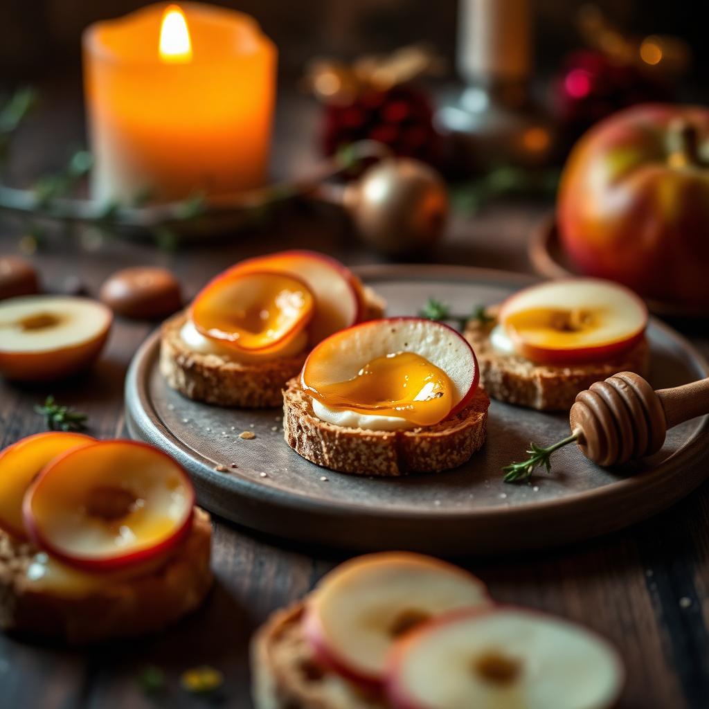 Mini-Toast mit Brie, Apfel und Honig