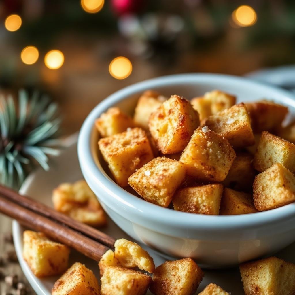 Butterbrötchen-Croutons mit Zimt und Salz