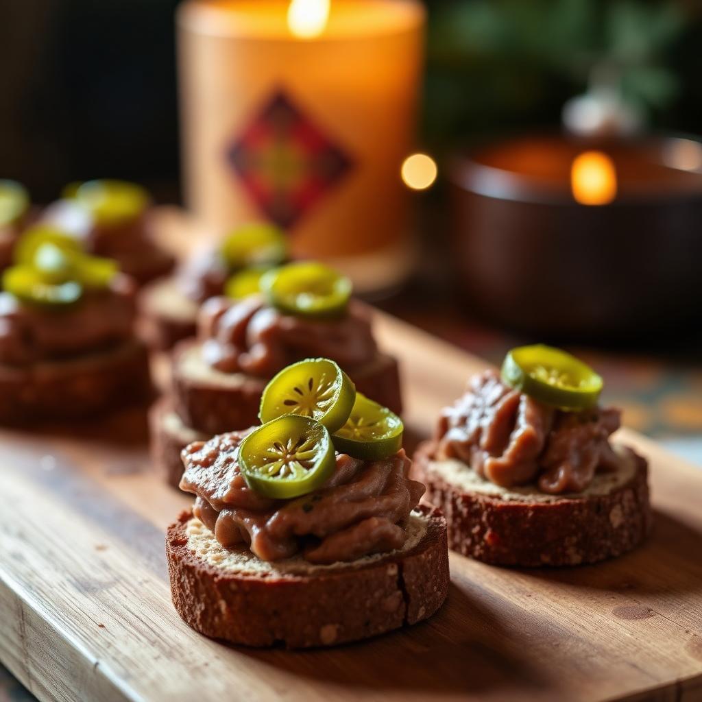 Pumpernickel mit Leberpastete und Cumberlandsauce