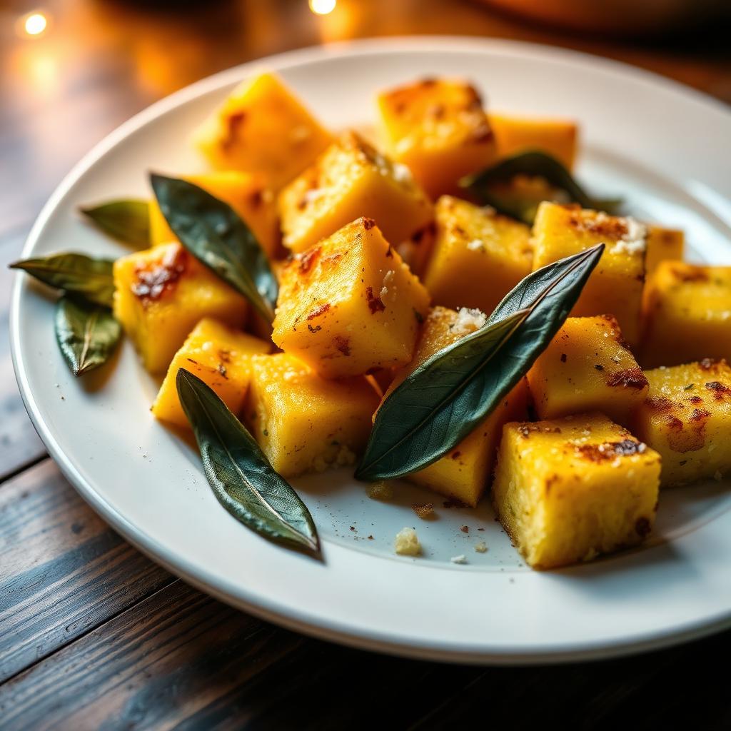Polentawürfel mit Parmesan und Salbei
