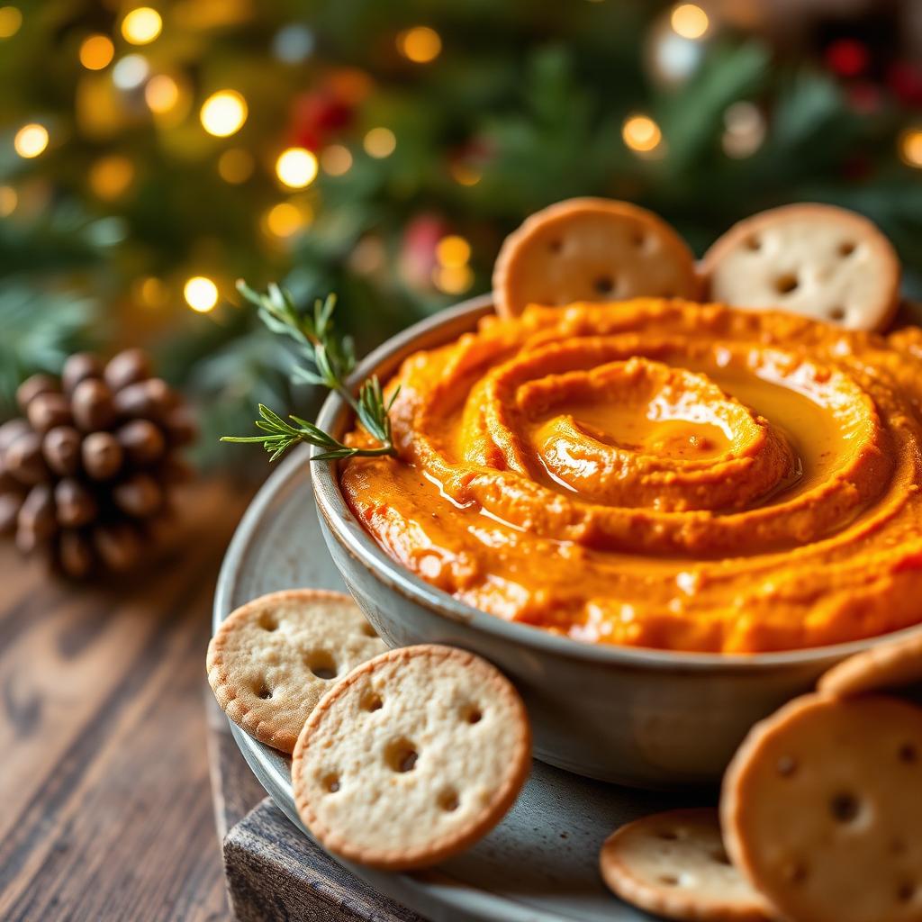 Weihnachtlicher Hummus mit gerösteter Karotte