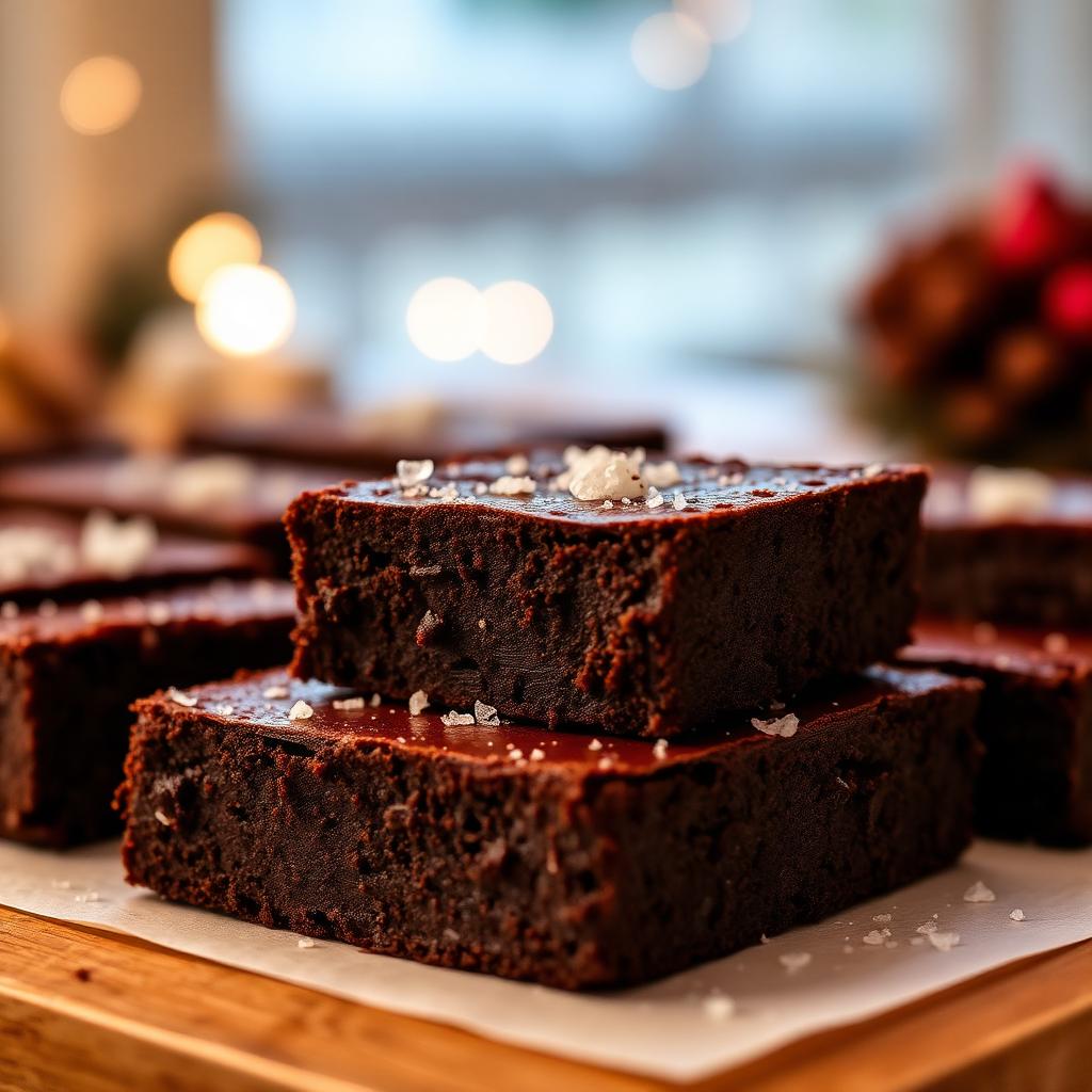 Kleine Schokoladen-Brownies mit Meersalz