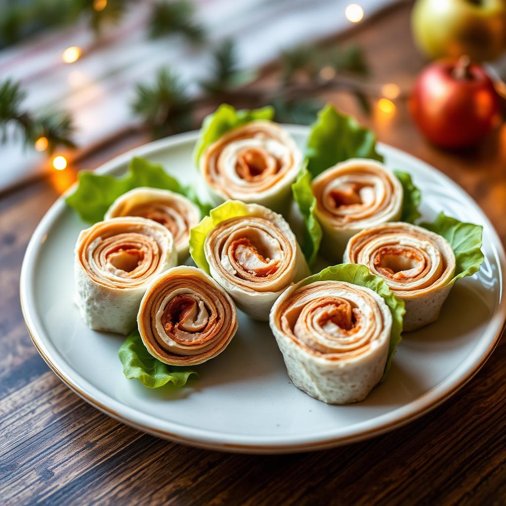 Mini-Wraps mit gebratenem Truthahn und Apfel