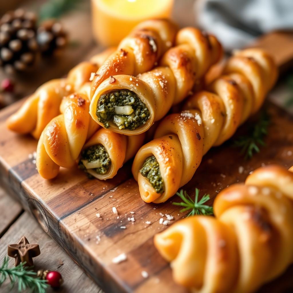 Blätterteigschnecken mit Pesto und Käse